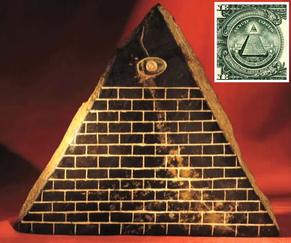 Kunstvoorwerp met illuminati-piramide uit Ecuador