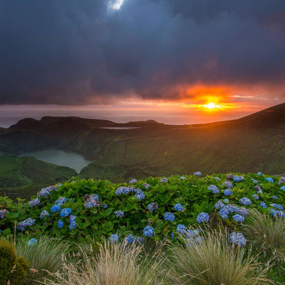 Zonsondergang op de Azoren